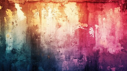 Vibrant Grunge Art Wall with Gradient Lighting, Abstract and Textured Design
