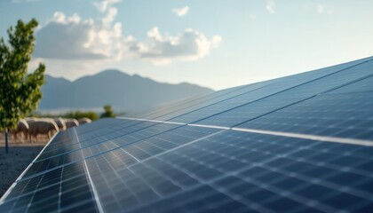 Solar panels clean renewable energy generation