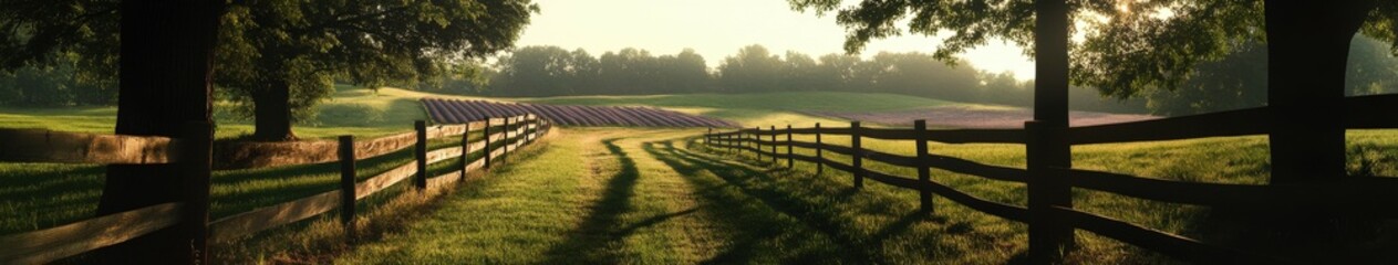 Lavender field at sunrise in summer