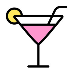 Cocktail icon illustration. Party and celebration colored vector illustrations.