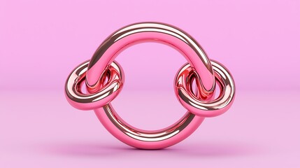 Fototapeta premium Rose Gold Interconnected Circles Abstract 3D Render