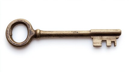 A large double-sided key designed for a lever tumbler lock, isolated on white.