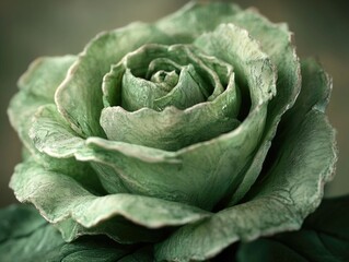 Obraz premium Close-up of Green Cabbage Rose