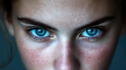 Fototapeta premium Young woman making intense eye contact with a serious expression