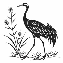Crane silhouette black vector