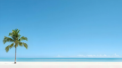 Fototapeta premium Solitary Palm Tree On Tropical Beach