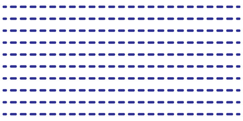 Hand drawn dotted straight line sewing stitch. Indigo hand drawn line