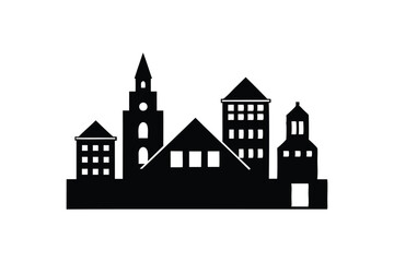 Buildings icons on white background