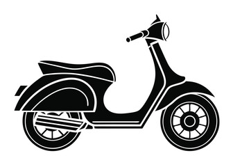 Obraz premium vintage scooter vector illustration, Scooter Shilutte icon, Scooter vector design.