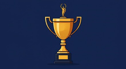 Elegant Golden Trophy on Blue Background