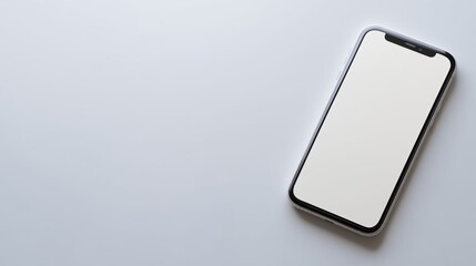 A modern white smartphone with a blank screen, placed on a white background