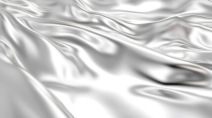 Silvery flowing fabric depicts smooth and reflective waves and texture
