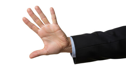Isolated businessman hand stopping