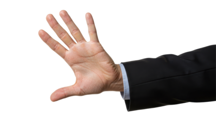 Isolated businessman hand stopping