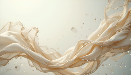 white silk fabric flowing over white background
