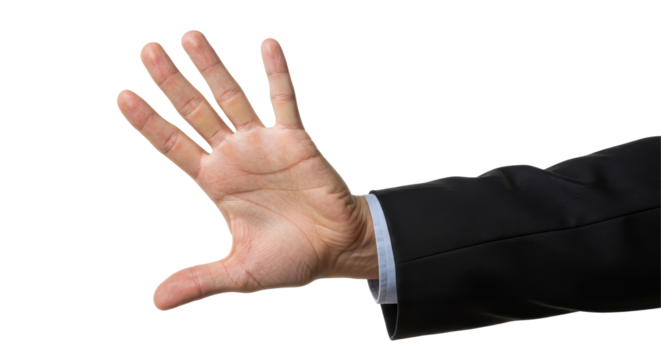 Isolated businessman hand stopping