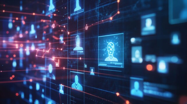 An AI powered talent recruitment platform, analyzing resumes and social media profiles to match candidates with the right jobs, HR tech style