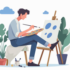 vector character people are painting art