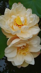 Obraz premium Stunning Closeup of Two Pale Yellow Lotus Flowers