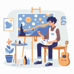 vector character people are painting art