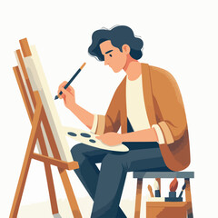 Fototapeta premium vector character people are painting art