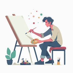 vector character people are painting art