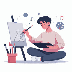 Fototapeta premium vector character people are painting art