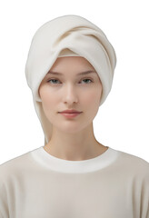 Elegant Czech Woman in Modern Attire with Direct Gaze on Clean White Background
