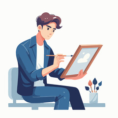 vector character people are painting art