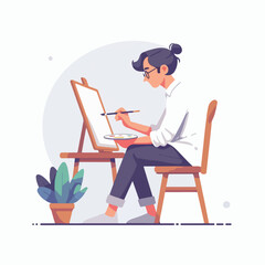 vector character people are painting art