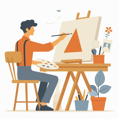 vector character people are painting art