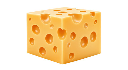Isolated Cube of Cheese