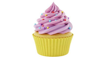 Isolated Cupcake with Pink Frosting and Sprinkles