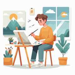 vector character people are painting art