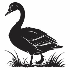 duck black silhouette icon vector