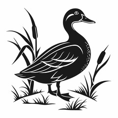 duck black silhouette icon vector