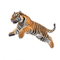 Obraz premium Tiger Jumping Isolated. (1)