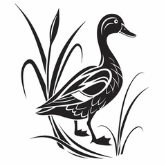 duck black silhouette icon vector