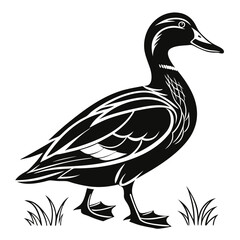 duck black silhouette icon vector