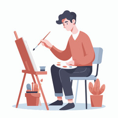 Fototapeta premium vector character people are painting art
