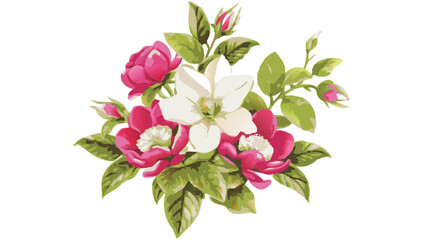 Obraz premium a colorful floral bouquet with pink and white blooms and vibrant green foliage. The flowers exude elegance and beauty. The flowers are arranged in a stylish cluster.