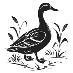 duck black silhouette icon vector