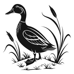 duck black silhouette icon vector