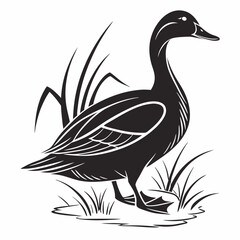 duck black silhouette icon vector