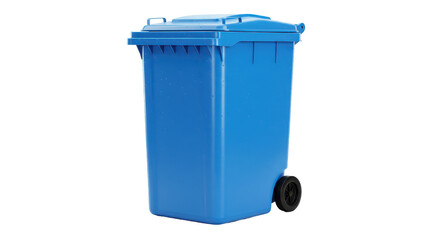 Isolated Blue Trash Can with Wheels