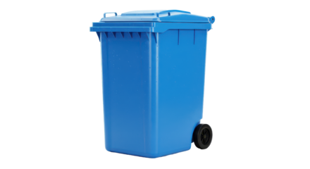 Isolated Blue Trash Can with Wheels