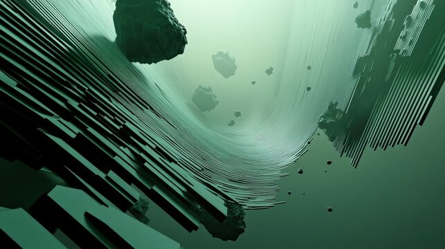 Abstract Futuristic Tunnel with Rocks