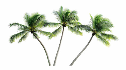Obraz premium Three Palm Trees Against White Background