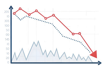 Fototapeta premium Business graph illustrating a significant drop in performance.