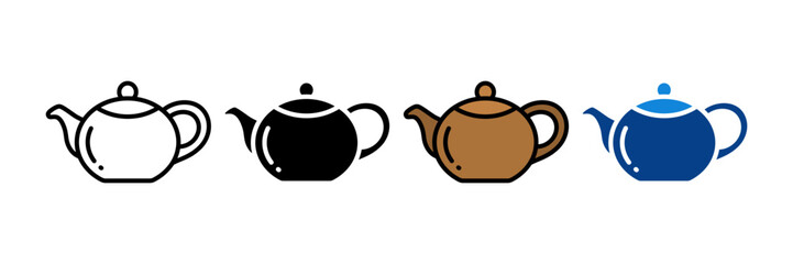Teapot Icon Set Multiple Style Collection